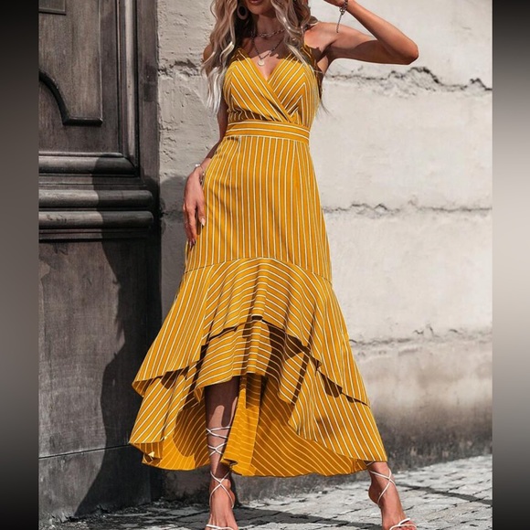 Boho striped ruffle trim maxi dress - Picture 9 of 16